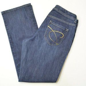 CHICO'S Platinum RADIANT‎ RG Size 1 Reg Womens BOOTCUT Gold Stitching DARK Jeans